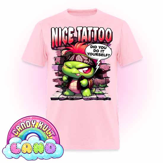 Nice Tattoo Did You Do It Yourself?  - Candy Kult Land COLOUR Men's / Unisex Classic T-Shirt - Candy Kult - Candy Cult - Candy Kult Land - Wishbone - Boo Kitty - Panku - Frosti - Toxic Kitten - Hex-Heart - Cult Candy - Cake High Heels - [product_vendor}