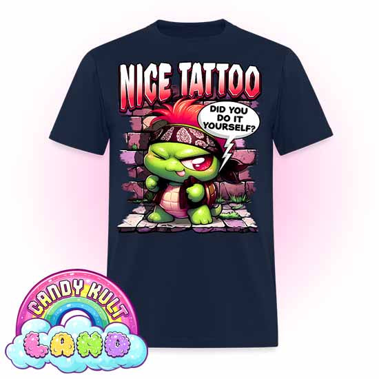 Nice Tattoo Did You Do It Yourself?  - Candy Kult Land COLOUR Men's / Unisex Classic T-Shirt - Candy Kult - Candy Cult - Candy Kult Land - Wishbone - Boo Kitty - Panku - Frosti - Toxic Kitten - Hex-Heart - Cult Candy - Cake High Heels - [product_vendor}