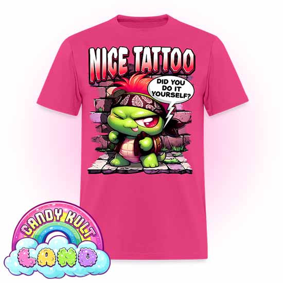 Nice Tattoo Did You Do It Yourself?  - Candy Kult Land COLOUR Men's / Unisex Classic T-Shirt - Candy Kult - Candy Cult - Candy Kult Land - Wishbone - Boo Kitty - Panku - Frosti - Toxic Kitten - Hex-Heart - Cult Candy - Cake High Heels - [product_vendor}