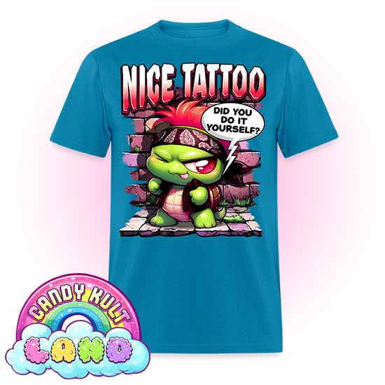 Nice Tattoo Did You Do It Yourself?  - Candy Kult Land COLOUR Men's / Unisex Classic T-Shirt - Candy Kult - Candy Cult - Candy Kult Land - Wishbone - Boo Kitty - Panku - Frosti - Toxic Kitten - Hex-Heart - Cult Candy - Cake High Heels - [product_vendor}