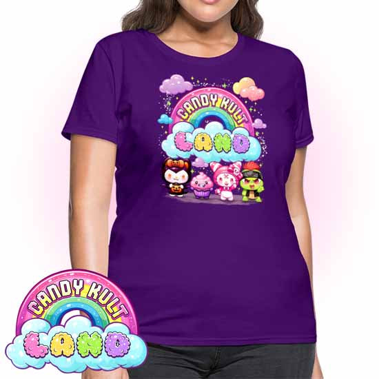 Wishbone, Frosti Boo & Panku - Candy Kult Land Women's FITTED T-Shirt - Candy Kult - Candy Cult - Candy Kult Land - Wishbone - Boo Kitty - Panku - Frosti - Toxic Kitten - Hex-Heart - Cult Candy - Cake High Heels - [product_vendor}