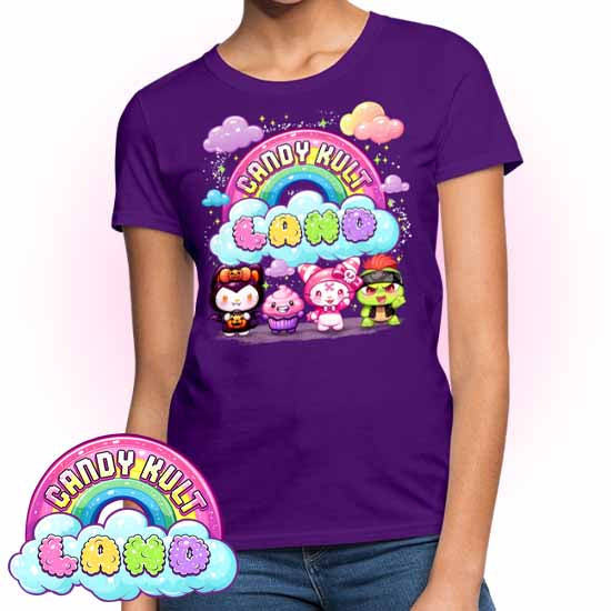 Wishbone, Frosti Boo & Panku - Candy Kult Land Women's FITTED T-Shirt - Candy Kult - Candy Cult - Candy Kult Land - Wishbone - Boo Kitty - Panku - Frosti - Toxic Kitten - Hex-Heart - Cult Candy - Cake High Heels - [product_vendor}