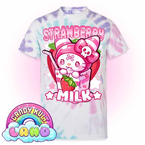 Wishbone Strawberry Milk - Candy Kult Land Unisex Tie Dye T-Shirt - Candy Kult - Candy Cult - Candy Kult Land - Wishbone - Boo Kitty - Panku - Frosti - Toxic Kitten - Hex-Heart - Cult Candy - Cake High Heels - [product_vendor}