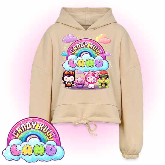 Wishbone Frosti Boo & Panku - Candy Kult Land Women’s Cropped Hoodie