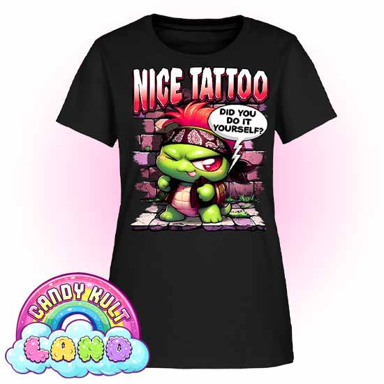 Nice Tattoo Did you Do It Yourself? Panku - Candy Kult Land Women's FITTED T-Shirt - Candy Kult - Candy Cult - Candy Kult Land - Wishbone - Boo Kitty - Panku - Frosti - Toxic Kitten - Hex-Heart - Cult Candy - Cake High Heels - [product_vendor}