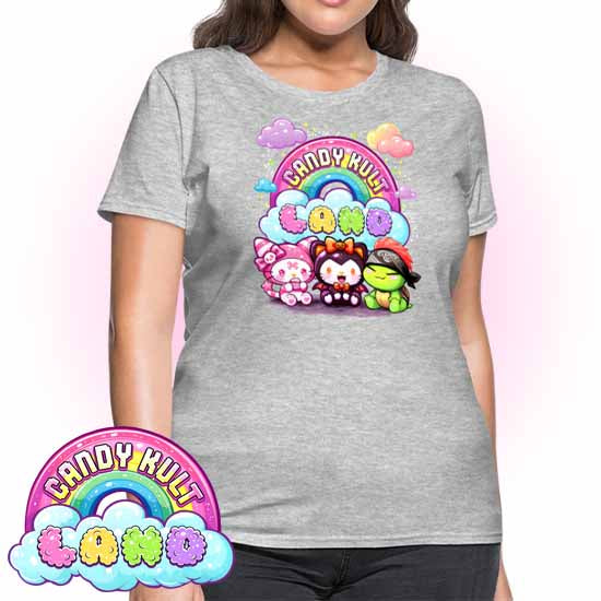 Candy Kult Land Wishbone, Boo & Panku - Women's FITTED T-Shirt - Candy Kult - Candy Cult - Candy Kult Land - Wishbone - Boo Kitty - Panku - Frosti - Toxic Kitten - Hex-Heart - Cult Candy - Cake High Heels - [product_vendor}