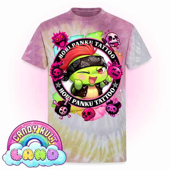 Hori Panku Tattoo Rainbow - Candy Kult Land Unisex Tie Dye T-Shirt - Candy Kult - Candy Cult - Candy Kult Land - Wishbone - Boo Kitty - Panku - Frosti - Toxic Kitten - Hex-Heart - Cult Candy - Cake High Heels - [product_vendor}