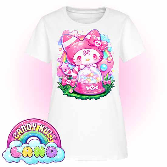Wishbone Gumball Machine - Candy Kult Land Women's FITTED T-Shirt - Candy Kult - Candy Cult - Candy Kult Land - Wishbone - Boo Kitty - Panku - Frosti - Toxic Kitten - Hex-Heart - Cult Candy - Cake High Heels - [product_vendor}