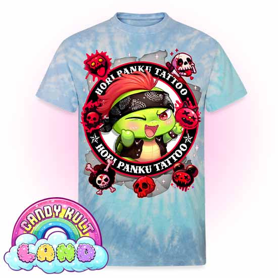 Hori Panku Tattoo Black - Candy Kult Land Unisex Tie Dye T-Shirt - Candy Kult - Candy Cult - Candy Kult Land - Wishbone - Boo Kitty - Panku - Frosti - Toxic Kitten - Hex-Heart - Cult Candy - Cake High Heels - [product_vendor}
