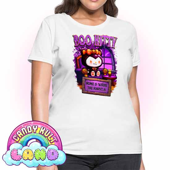 Home Is Where The Haunt Is Boo Kitty - Candy Kult land Women's FITTED T-Shirt - Candy Kult - Candy Cult - Candy Kult Land - Wishbone - Boo Kitty - Panku - Frosti - Toxic Kitten - Hex-Heart - Cult Candy - Cake High Heels - [product_vendor}