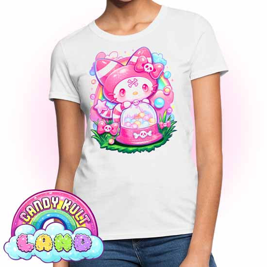 Wishbone Gumball Machine - Candy Kult Land Women's FITTED T-Shirt - Candy Kult - Candy Cult - Candy Kult Land - Wishbone - Boo Kitty - Panku - Frosti - Toxic Kitten - Hex-Heart - Cult Candy - Cake High Heels - [product_vendor}