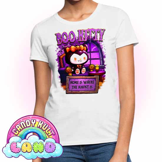 Home Is Where The Haunt Is Boo Kitty - Candy Kult land Women's FITTED T-Shirt - Candy Kult - Candy Cult - Candy Kult Land - Wishbone - Boo Kitty - Panku - Frosti - Toxic Kitten - Hex-Heart - Cult Candy - Cake High Heels - [product_vendor}