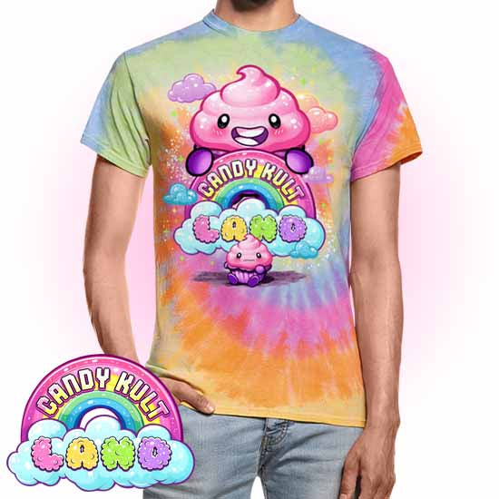 Frosti Candy Kult Land Logo Unisex Tie Dye T-Shirt - Candy Kult - Candy Cult - Candy Kult Land - Wishbone - Boo Kitty - Panku - Frosti - Toxic Kitten - Hex-Heart - Cult Candy - Cake High Heels - [product_vendor}