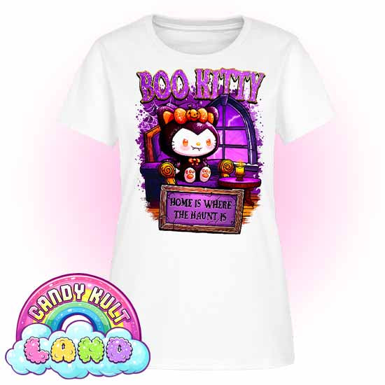 Home Is Where The Haunt Is Boo Kitty - Candy Kult land Women's FITTED T-Shirt - Candy Kult - Candy Cult - Candy Kult Land - Wishbone - Boo Kitty - Panku - Frosti - Toxic Kitten - Hex-Heart - Cult Candy - Cake High Heels - [product_vendor}