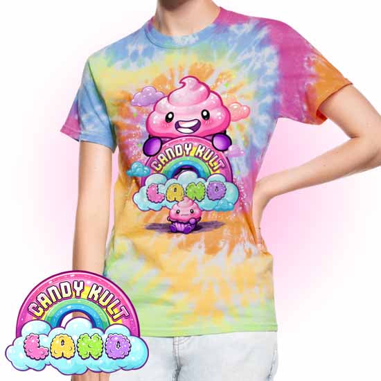 Frosti Candy Kult Land Logo Unisex Tie Dye T-Shirt - Candy Kult - Candy Cult - Candy Kult Land - Wishbone - Boo Kitty - Panku - Frosti - Toxic Kitten - Hex-Heart - Cult Candy - Cake High Heels - [product_vendor}