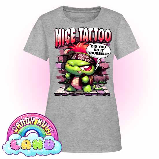 Nice Tattoo Did you Do It Yourself? Panku - Candy Kult Land Women's FITTED T-Shirt - Candy Kult - Candy Cult - Candy Kult Land - Wishbone - Boo Kitty - Panku - Frosti - Toxic Kitten - Hex-Heart - Cult Candy - Cake High Heels - [product_vendor}