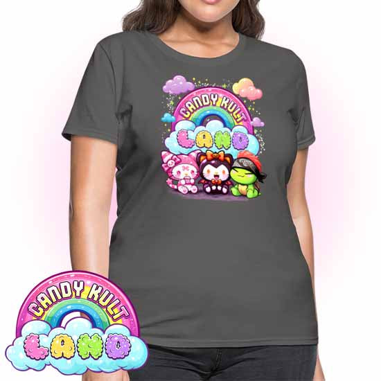 Candy Kult Land Wishbone, Boo & Panku - Women's FITTED T-Shirt - Candy Kult - Candy Cult - Candy Kult Land - Wishbone - Boo Kitty - Panku - Frosti - Toxic Kitten - Hex-Heart - Cult Candy - Cake High Heels - [product_vendor}