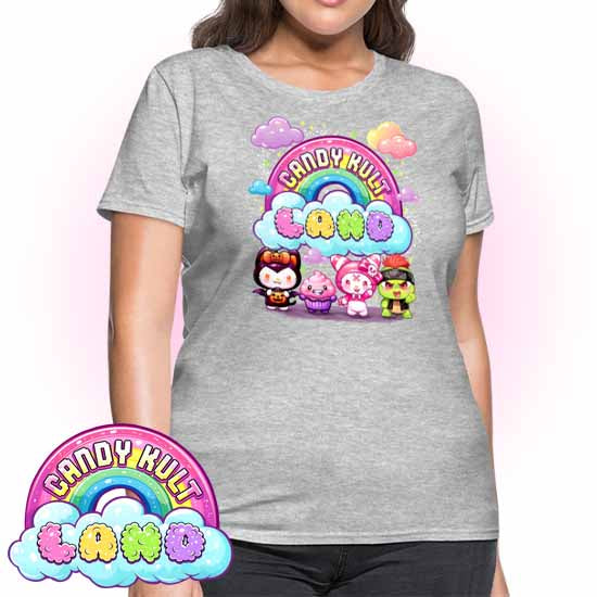 Wishbone, Frosti Boo & Panku - Candy Kult Land Women's FITTED T-Shirt - Candy Kult - Candy Cult - Candy Kult Land - Wishbone - Boo Kitty - Panku - Frosti - Toxic Kitten - Hex-Heart - Cult Candy - Cake High Heels - [product_vendor}