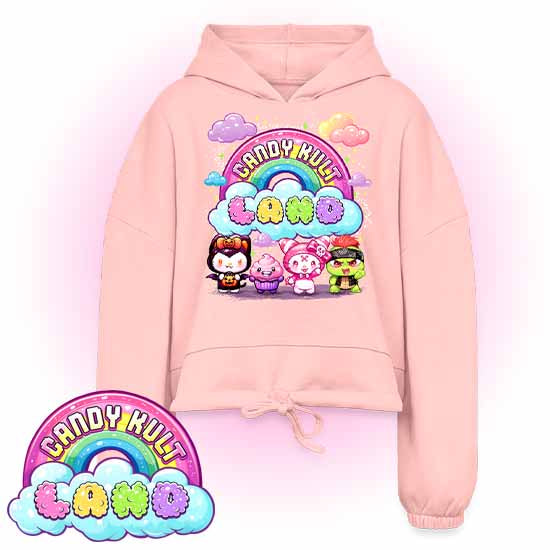 Wishbone Frosti Boo & Panku - Candy Kult Land Women’s Cropped Hoodie