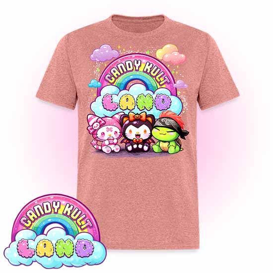 Wishbone Boo & Panku Candy Kult Land Logo COLOUR Men's / Unisex Classic T-Shirt - Candy Kult - Candy Cult - Candy Kult Land - Wishbone - Boo Kitty - Panku - Frosti - Toxic Kitten - Hex-Heart - Cult Candy - Cake High Heels - [product_vendor}