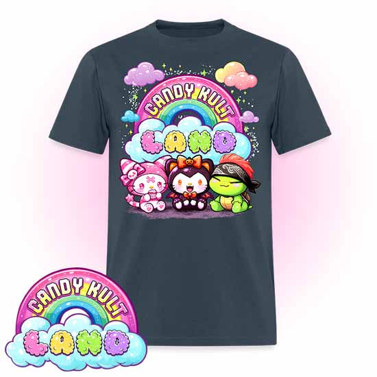 Wishbone Boo & Panku Candy Kult Land Logo Men's / Unisex Classic T-Shirt - Candy Kult - Candy Cult - Candy Kult Land - Wishbone - Boo Kitty - Panku - Frosti - Toxic Kitten - Hex-Heart - Cult Candy - Cake High Heels - [product_vendor}