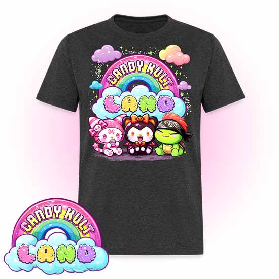 Wishbone Boo & Panku Candy Kult Land Logo Men's / Unisex Classic T-Shirt - Candy Kult - Candy Cult - Candy Kult Land - Wishbone - Boo Kitty - Panku - Frosti - Toxic Kitten - Hex-Heart - Cult Candy - Cake High Heels - [product_vendor}