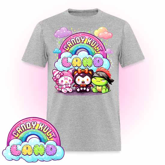 Wishbone Boo & Panku Candy Kult Land Logo Men's / Unisex Classic T-Shirt - Candy Kult - Candy Cult - Candy Kult Land - Wishbone - Boo Kitty - Panku - Frosti - Toxic Kitten - Hex-Heart - Cult Candy - Cake High Heels - [product_vendor}