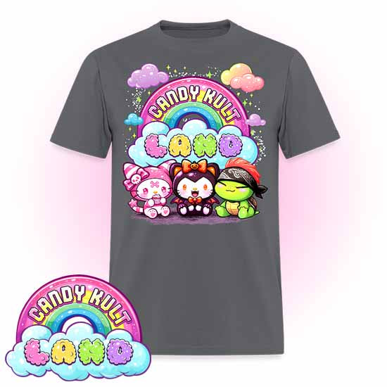 Wishbone Boo & Panku Candy Kult Land Logo Men's / Unisex Classic T-Shirt - Candy Kult - Candy Cult - Candy Kult Land - Wishbone - Boo Kitty - Panku - Frosti - Toxic Kitten - Hex-Heart - Cult Candy - Cake High Heels - [product_vendor}