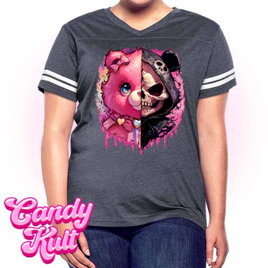 Split Personality Bear - Fright Candy Women’s Vintage Sport T-Shirt - Candy Kult - Candy Cult - Candy Kult Land - Wishbone - Boo Kitty - Panku - Frosti - Toxic Kitten - Hex-Heart - Cult Candy - Cake High Heels - [product_vendor}