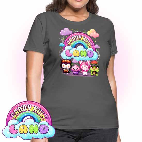 Wishbone, Frosti Boo & Panku - Candy Kult Land Women's FITTED T-Shirt - Candy Kult - Candy Cult - Candy Kult Land - Wishbone - Boo Kitty - Panku - Frosti - Toxic Kitten - Hex-Heart - Cult Candy - Cake High Heels - [product_vendor}