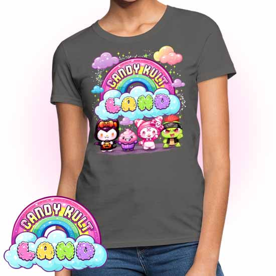 Wishbone, Frosti Boo & Panku - Candy Kult Land Women's FITTED T-Shirt - Candy Kult - Candy Cult - Candy Kult Land - Wishbone - Boo Kitty - Panku - Frosti - Toxic Kitten - Hex-Heart - Cult Candy - Cake High Heels - [product_vendor}