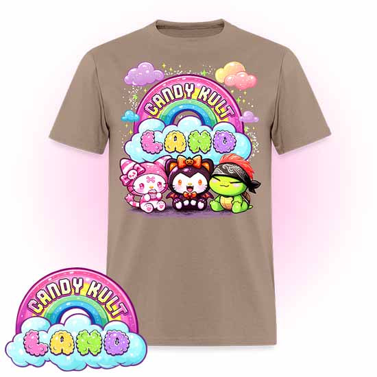 Wishbone Boo & Panku Candy Kult Land Logo Men's / Unisex Classic T-Shirt - Candy Kult - Candy Cult - Candy Kult Land - Wishbone - Boo Kitty - Panku - Frosti - Toxic Kitten - Hex-Heart - Cult Candy - Cake High Heels - [product_vendor}
