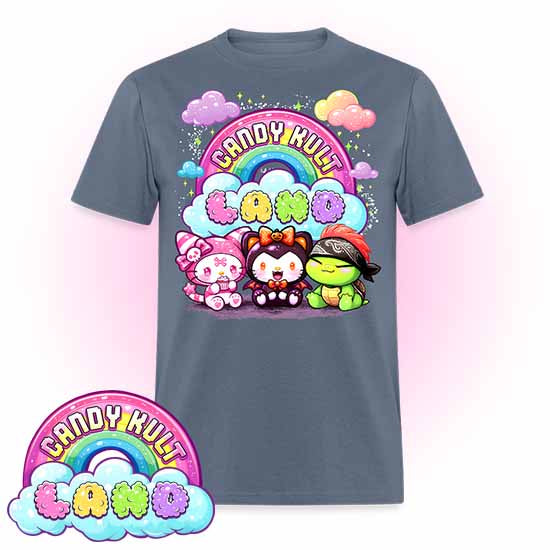 Wishbone Boo & Panku Candy Kult Land Logo Men's / Unisex Classic T-Shirt - Candy Kult - Candy Cult - Candy Kult Land - Wishbone - Boo Kitty - Panku - Frosti - Toxic Kitten - Hex-Heart - Cult Candy - Cake High Heels - [product_vendor}