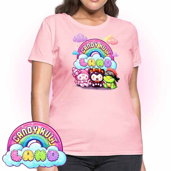 Candy Kult Land Wishbone, Boo & Panku - Women's FITTED T-Shirt - Candy Kult - Candy Cult - Candy Kult Land - Wishbone - Boo Kitty - Panku - Frosti - Toxic Kitten - Hex-Heart - Cult Candy - Cake High Heels - [product_vendor}