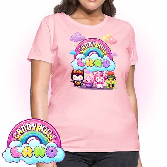 Wishbone, Frosti Boo & Panku - Candy Kult Land Women's FITTED T-Shirt - Candy Kult - Candy Cult - Candy Kult Land - Wishbone - Boo Kitty - Panku - Frosti - Toxic Kitten - Hex-Heart - Cult Candy - Cake High Heels - [product_vendor}