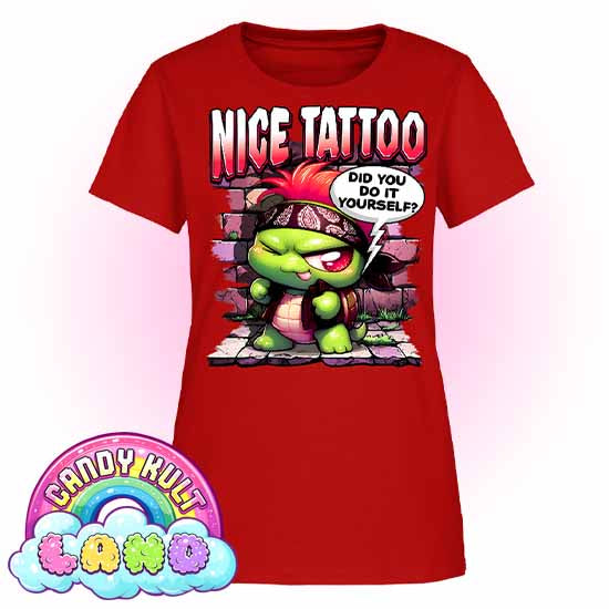 Nice Tattoo Did you Do It Yourself? Panku - Candy Kult Land Women's FITTED T-Shirt - Candy Kult - Candy Cult - Candy Kult Land - Wishbone - Boo Kitty - Panku - Frosti - Toxic Kitten - Hex-Heart - Cult Candy - Cake High Heels - [product_vendor}