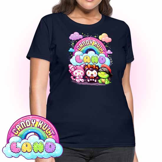 Candy Kult Land Wishbone, Boo & Panku - Women's FITTED T-Shirt - Candy Kult - Candy Cult - Candy Kult Land - Wishbone - Boo Kitty - Panku - Frosti - Toxic Kitten - Hex-Heart - Cult Candy - Cake High Heels - [product_vendor}
