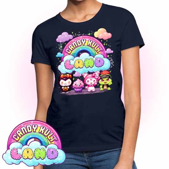 Wishbone, Frosti Boo & Panku - Candy Kult Land Women's FITTED T-Shirt - Candy Kult - Candy Cult - Candy Kult Land - Wishbone - Boo Kitty - Panku - Frosti - Toxic Kitten - Hex-Heart - Cult Candy - Cake High Heels - [product_vendor}