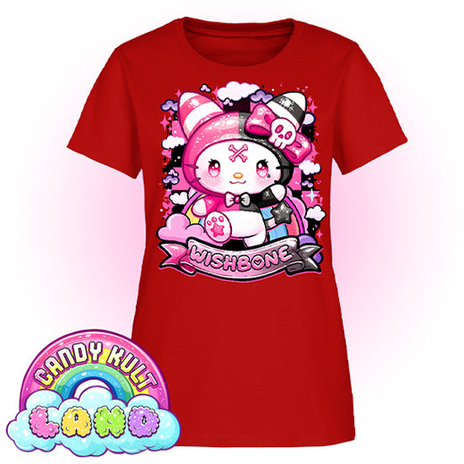 Wishbone Sparkle Punk - Candy Kult Land Women's FITTED T-Shirt - Candy Kult - Candy Cult - Candy Kult Land - Wishbone - Boo Kitty - Panku - Frosti - Toxic Kitten - Hex-Heart - Cult Candy - Cake High Heels - [product_vendor}