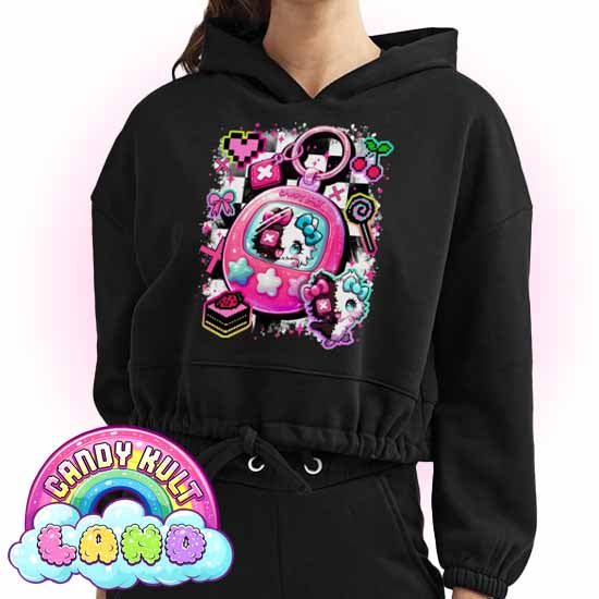 Toxic Kitten Virtual Pet - Candy Kult Land Women’s Cropped Hoodie
