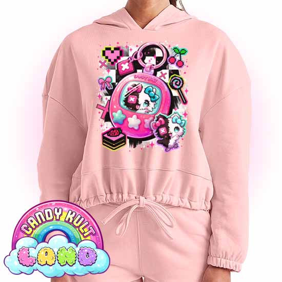 Toxic Kitten Virtual Pet - Candy Kult Land Women’s Cropped Hoodie