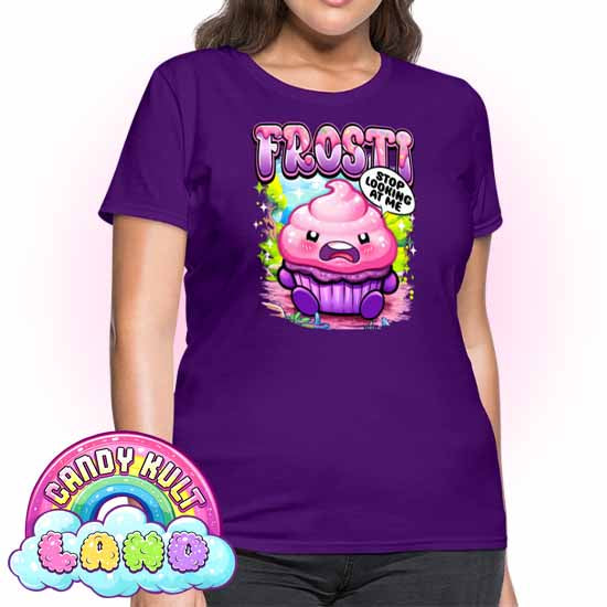 Frosti Stop Looking At Me - Candy Kult Land Women's FITTED T-Shirt - Candy Kult - Candy Cult - Candy Kult Land - Wishbone - Boo Kitty - Panku - Frosti - Toxic Kitten - Hex-Heart - Cult Candy - Cake High Heels - [product_vendor}