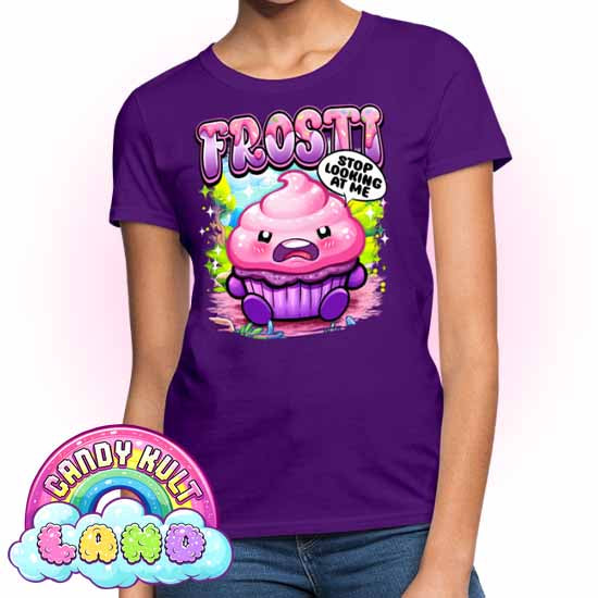 Frosti Stop Looking At Me - Candy Kult Land Women's FITTED T-Shirt - Candy Kult - Candy Cult - Candy Kult Land - Wishbone - Boo Kitty - Panku - Frosti - Toxic Kitten - Hex-Heart - Cult Candy - Cake High Heels - [product_vendor}