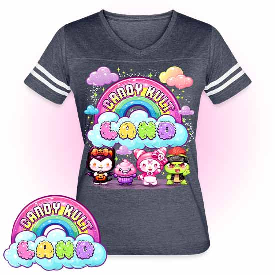 Wishbone, Frosti Boo & Panku - Candy Kult Land Women’s Vintage Sport T-Shirt - Candy Kult - Candy Cult - Candy Kult Land - Wishbone - Boo Kitty - Panku - Frosti - Toxic Kitten - Hex-Heart - Cult Candy - Cake High Heels - [product_vendor}