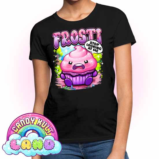 Frosti Stop Looking At Me - Candy Kult Land Women's FITTED T-Shirt - Candy Kult - Candy Cult - Candy Kult Land - Wishbone - Boo Kitty - Panku - Frosti - Toxic Kitten - Hex-Heart - Cult Candy - Cake High Heels - [product_vendor}
