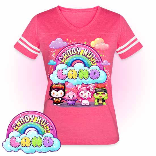 Wishbone, Frosti Boo & Panku - Candy Kult Land Women’s Vintage Sport T-Shirt - Candy Kult - Candy Cult - Candy Kult Land - Wishbone - Boo Kitty - Panku - Frosti - Toxic Kitten - Hex-Heart - Cult Candy - Cake High Heels - [product_vendor}