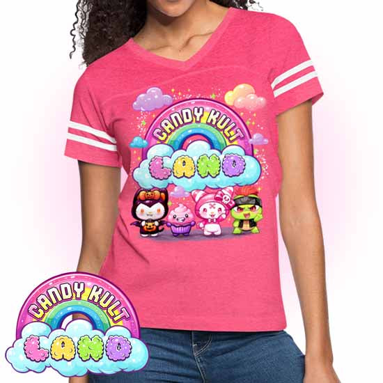 Wishbone, Frosti Boo & Panku - Candy Kult Land Women’s Vintage Sport T-Shirt - Candy Kult - Candy Cult - Candy Kult Land - Wishbone - Boo Kitty - Panku - Frosti - Toxic Kitten - Hex-Heart - Cult Candy - Cake High Heels - [product_vendor}