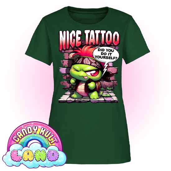 Nice Tattoo Did you Do It Yourself? Panku - Candy Kult Land Women's FITTED T-Shirt - Candy Kult - Candy Cult - Candy Kult Land - Wishbone - Boo Kitty - Panku - Frosti - Toxic Kitten - Hex-Heart - Cult Candy - Cake High Heels - [product_vendor}
