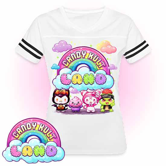 Wishbone, Frosti Boo & Panku - Candy Kult Land Women’s Vintage Sport T-Shirt - Candy Kult - Candy Cult - Candy Kult Land - Wishbone - Boo Kitty - Panku - Frosti - Toxic Kitten - Hex-Heart - Cult Candy - Cake High Heels - [product_vendor}