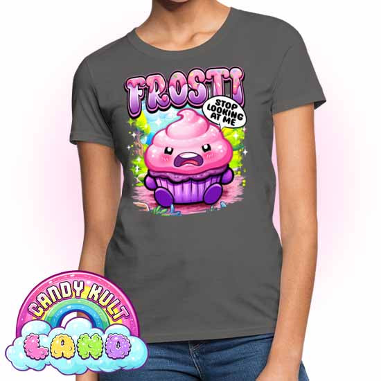 Frosti Stop Looking At Me - Candy Kult Land Women's FITTED T-Shirt - Candy Kult - Candy Cult - Candy Kult Land - Wishbone - Boo Kitty - Panku - Frosti - Toxic Kitten - Hex-Heart - Cult Candy - Cake High Heels - [product_vendor}
